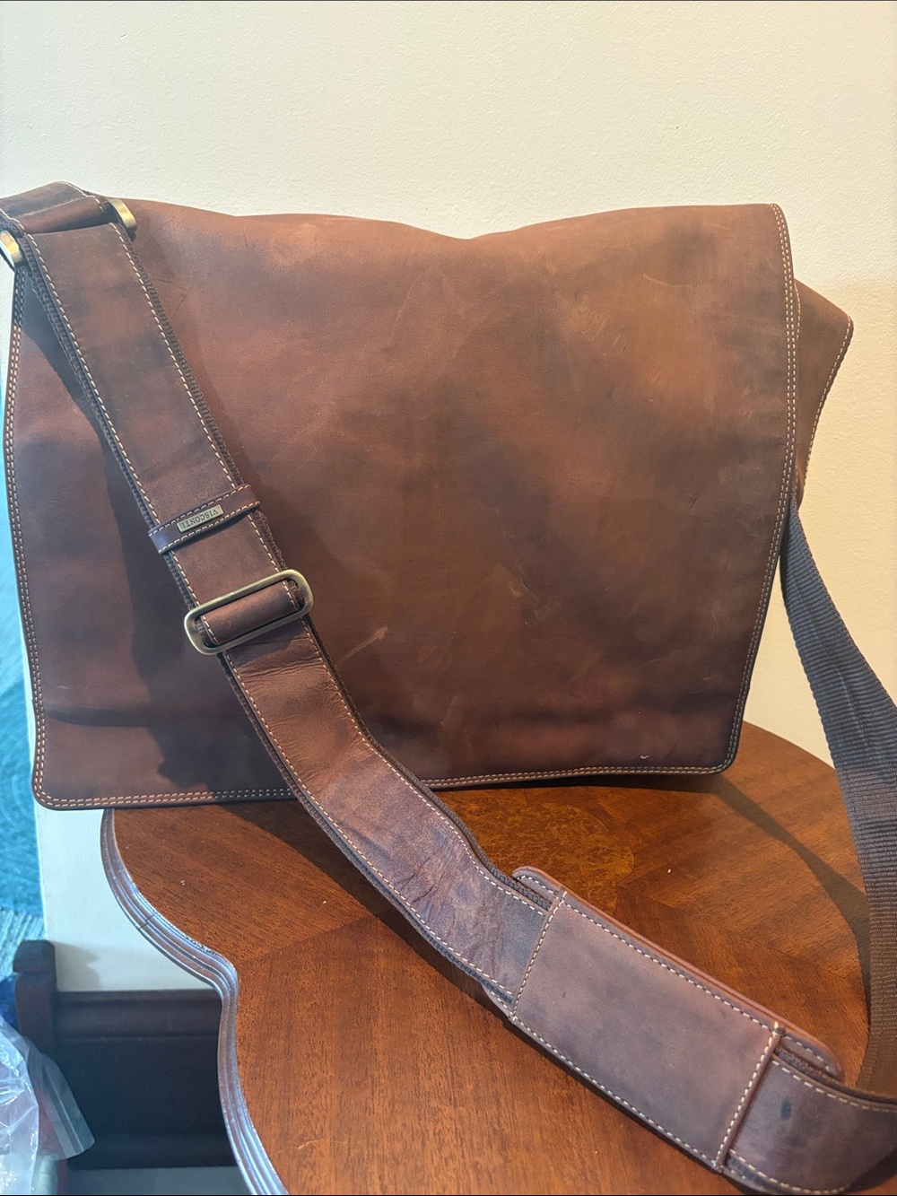 Visconti Messenger Bag Mens Classic Leather Crossbody bag brown leather + Suede